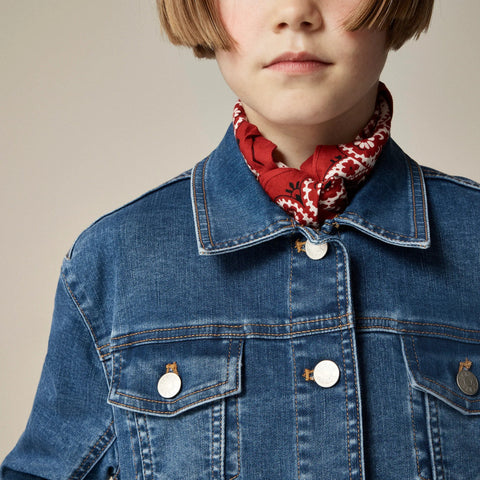 Girls' cropped denim trucker jacket