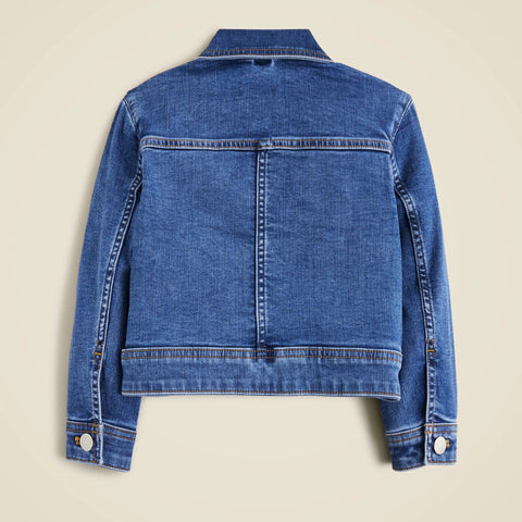 Girls' cropped denim trucker jacket