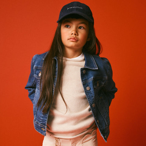 Girls' cropped denim trucker jacket