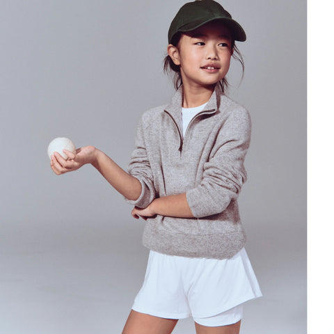 Girls' warmup short in performance jersey