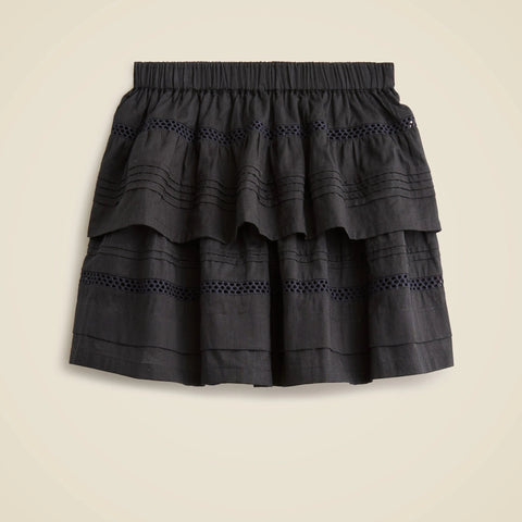 Girls' eyelet tiered skirt in cotton voile