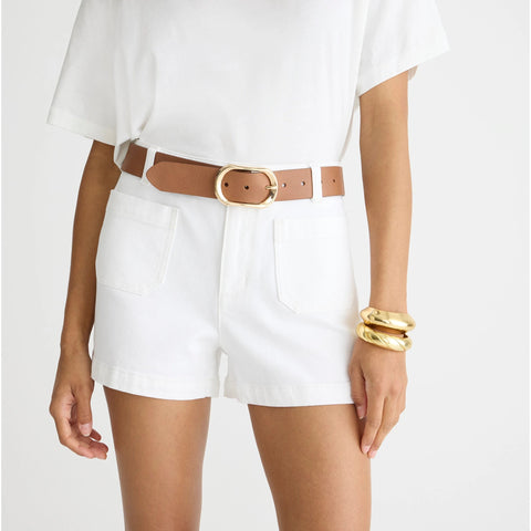 Patch-pocket denim short in white