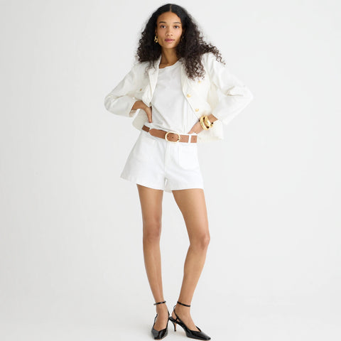 Patch-pocket denim short in white