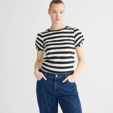 Vintage jersey puff-sleeve T-shirt in stripe