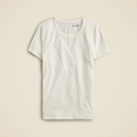 Stretch linen-blend crewneck T-shirt