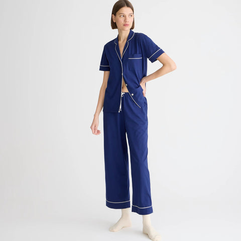 Dreamy cotton-blend short-sleeve pajama pant set