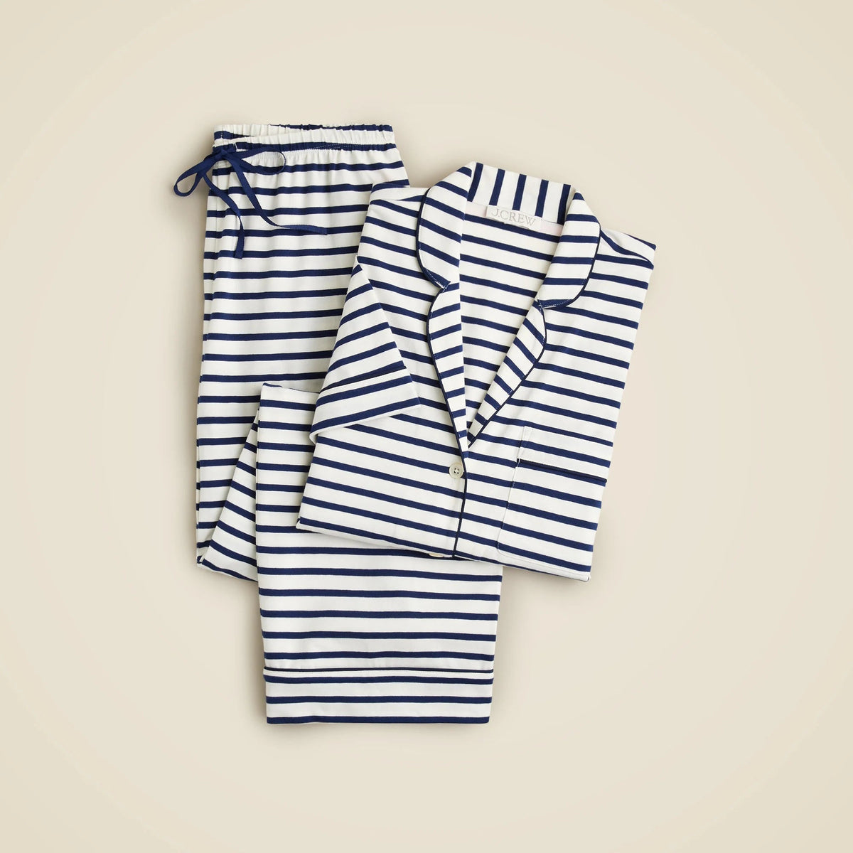 Dreamy cotton-blend short-sleeve pajama pant set in stripe