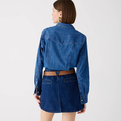 Wren slim western chambray shirt in Villere wash