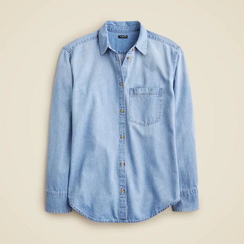 Petite Garçon classic chambray shirt in medium wash