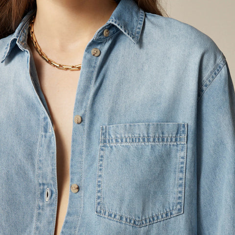 Petite Garçon classic chambray shirt in medium wash