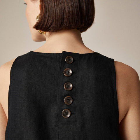 Petite Maxine button-back dress in linen
