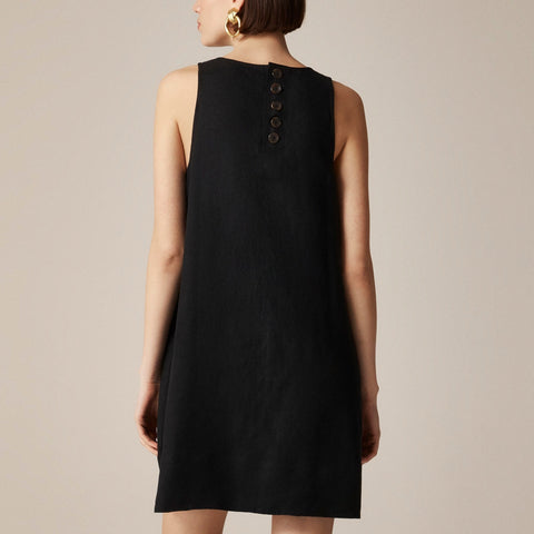 Petite Maxine button-back dress in linen