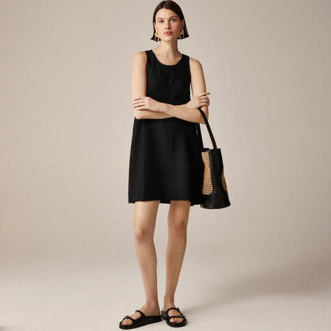 Petite Maxine button-back dress in linen