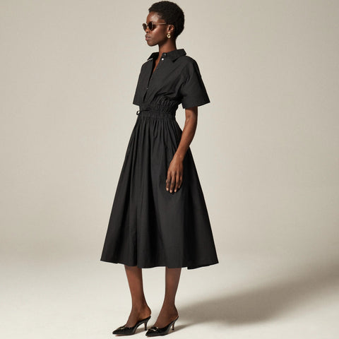 Petite Elena shirt-dress in cotton poplin