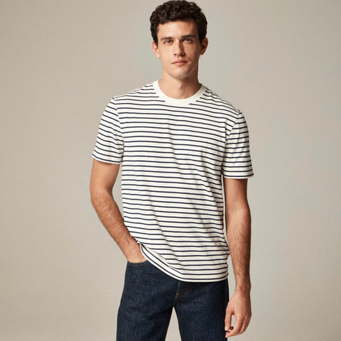 Vintage-wash cotton T-shirt in stripe