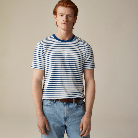 Vintage-wash cotton T-shirt in stripe