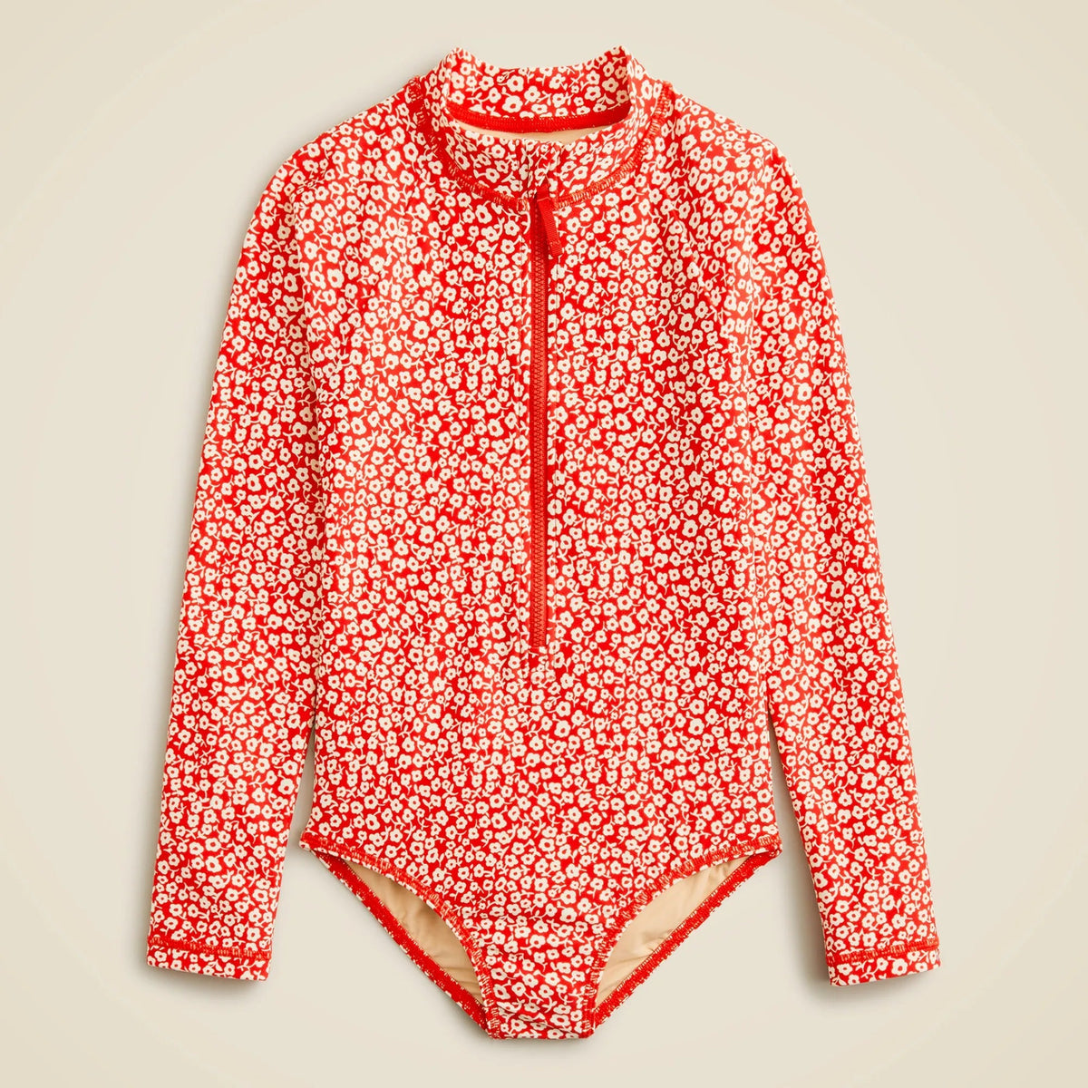 Girls zip-up rash guard one-piece