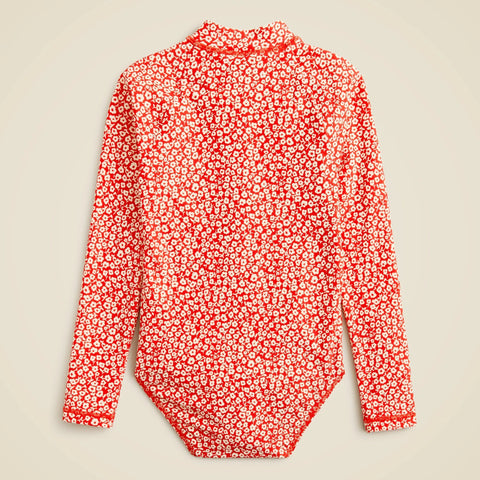 Girls zip-up rash guard one-piece