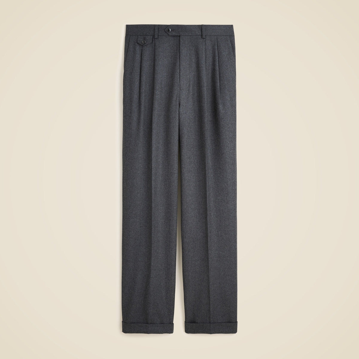 Relaxed-fit single-pleat trouser in Italian wool flannel