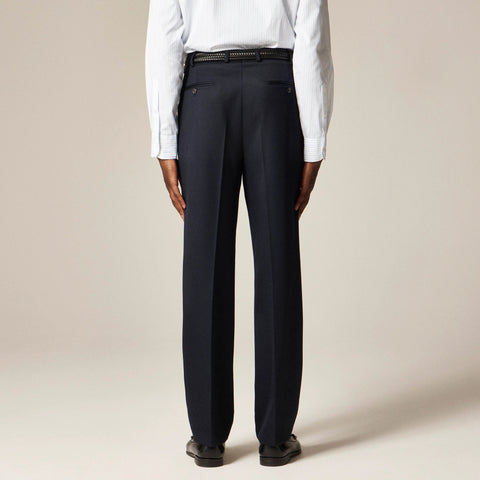 Relaxed-fit double-pleated trouser in Italian wool cavalry twill