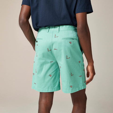 BEAMS PLUS X J.Crew 8.5'' pleated chino short with surfer embroidery
