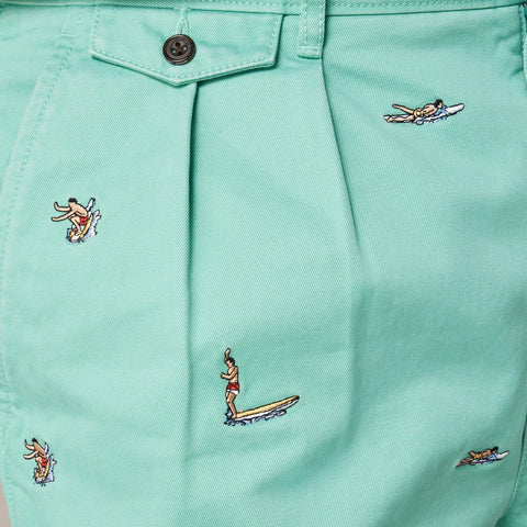 BEAMS PLUS X J.Crew 8.5'' pleated chino short with surfer embroidery