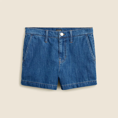 A-line denim short in blue twill