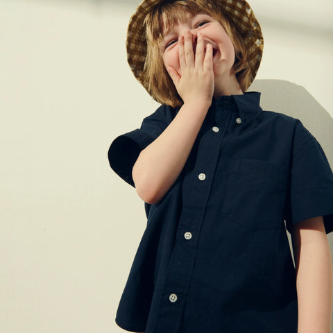 Kids' short-sleeve stretch poplin button-down