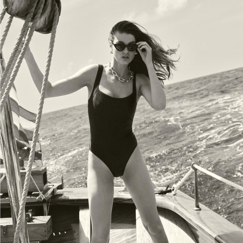 Nia ruched squareneck one-piece