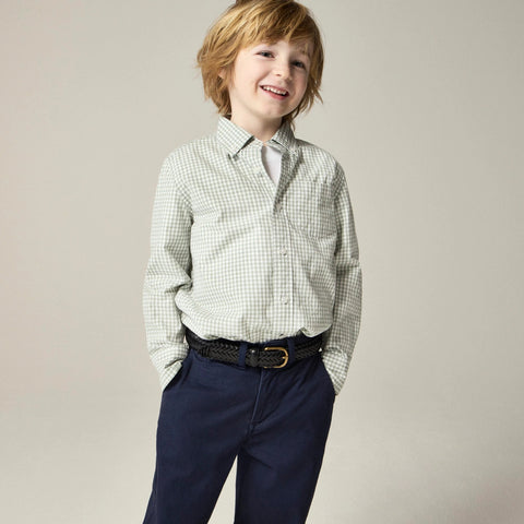 Kids' stretch poplin button-down in gingham