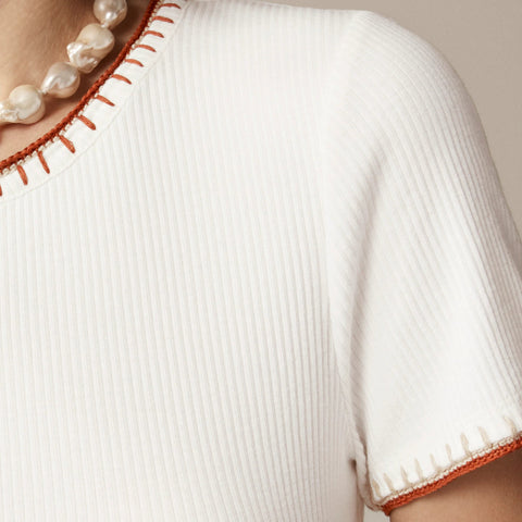 Vintage rib shrunken T-shirt with contrast stitch