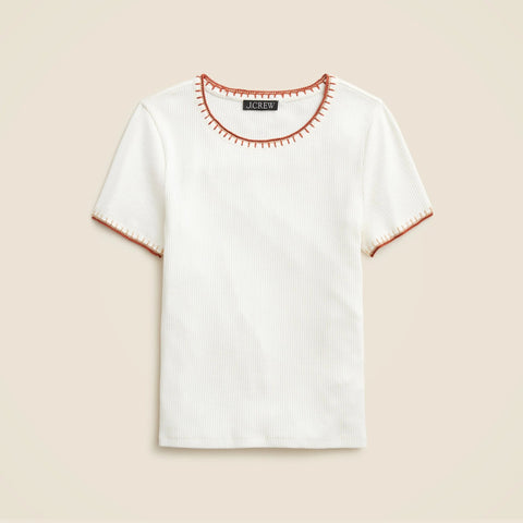 Vintage rib shrunken T-shirt with contrast stitch