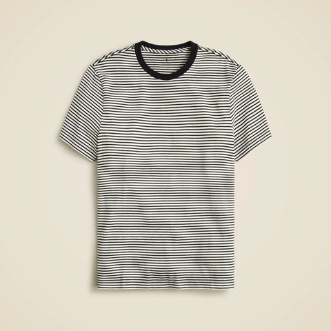 Sueded cotton T-shirt in stripe
