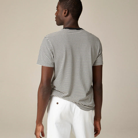 Sueded cotton T-shirt in stripe