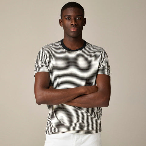 Sueded cotton T-shirt in stripe