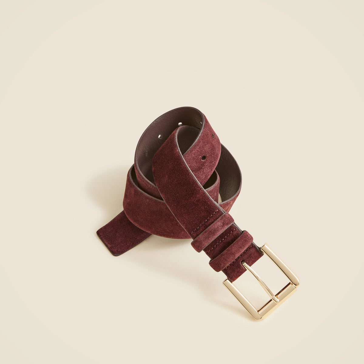 Suede roller-buckle belt