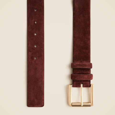 Suede roller-buckle belt