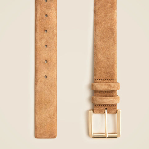 Suede roller-buckle belt