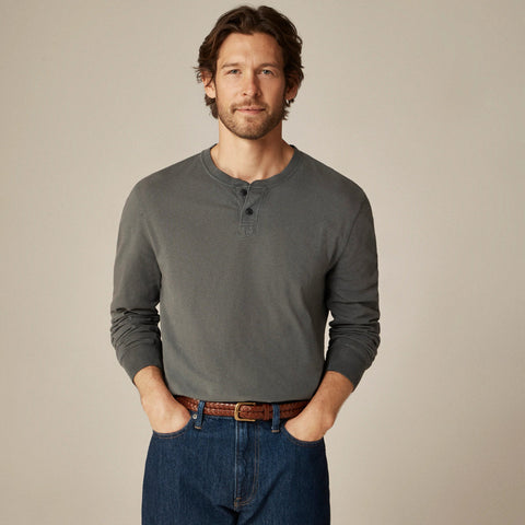 Vintage-wash cotton henley