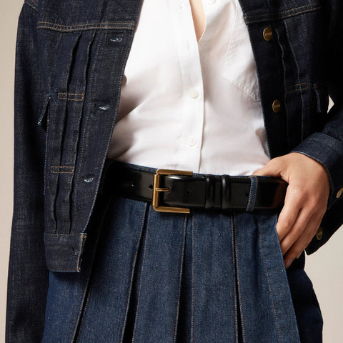 Wide belt in spazzolato leather