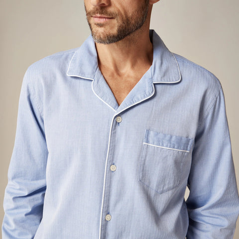 Pajama set in cotton herringbone