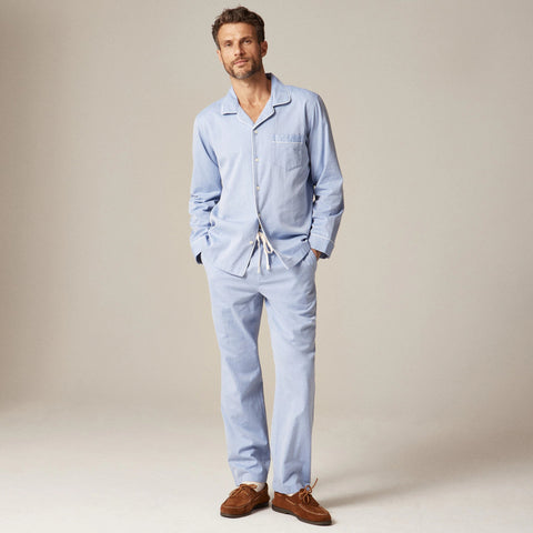 Pajama set in cotton herringbone