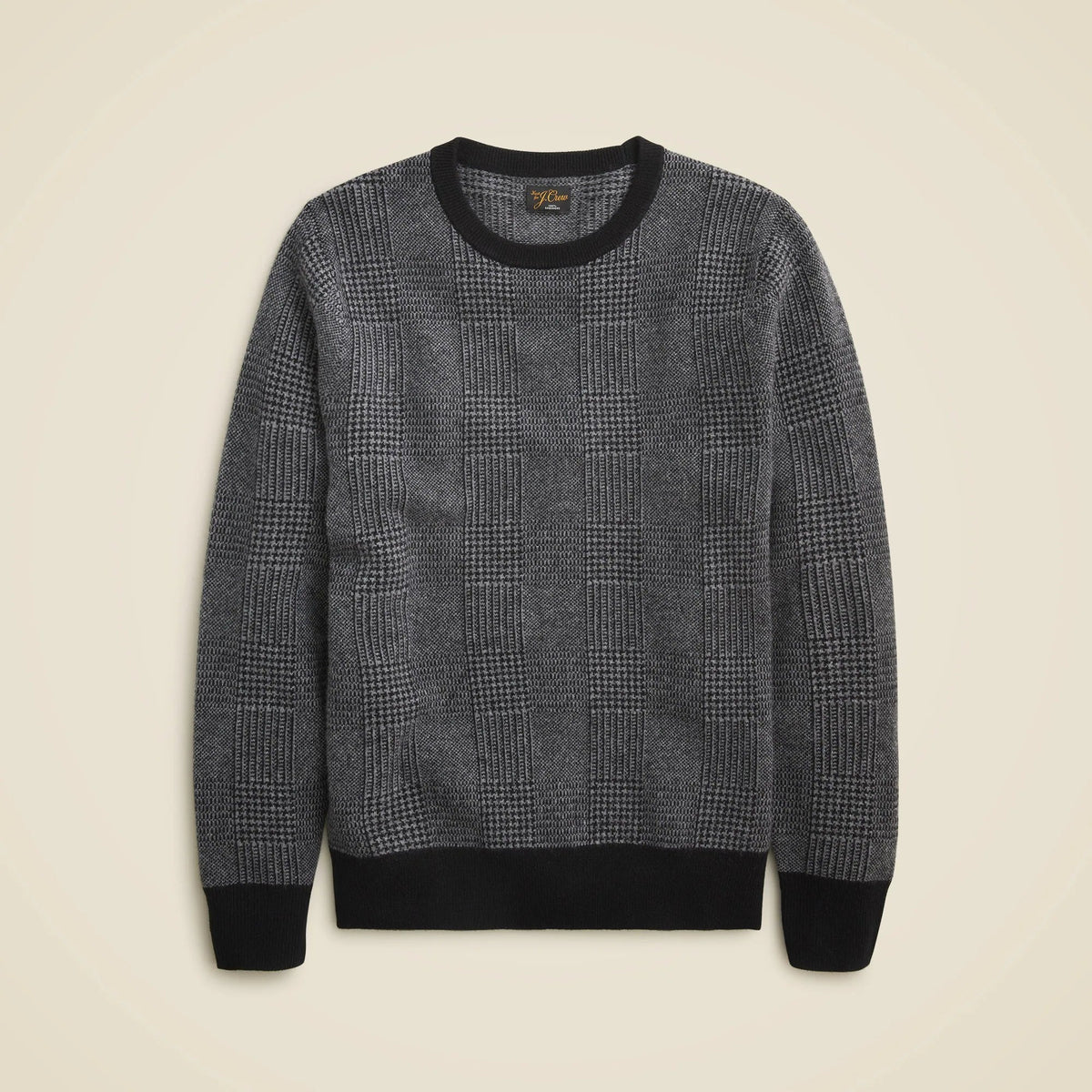 Cashmere crewneck sweater in plaid