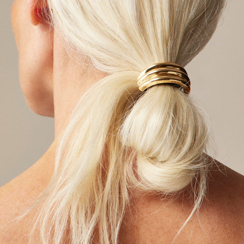 Ridged metal hair tie