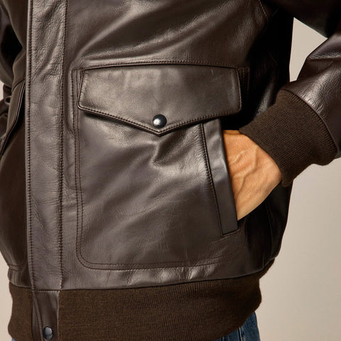 Flight jacket in Italian leather