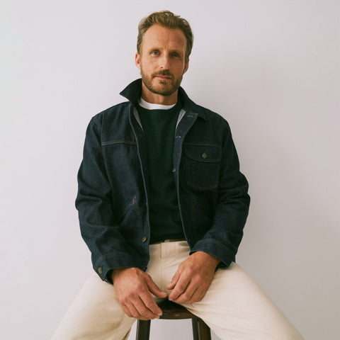 Trucker jacket in selvedge Japanese denim