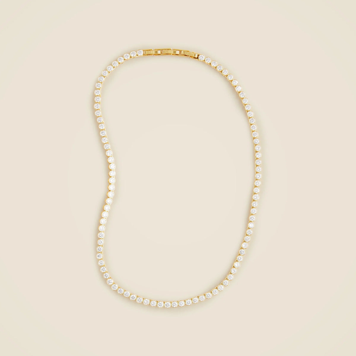 Round cubic zirconia bezel-set tennis necklace