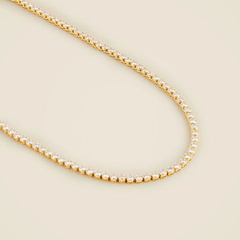 Round cubic zirconia bezel-set tennis necklace