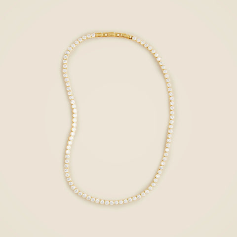 Round cubic zirconia bezel-set tennis necklace
