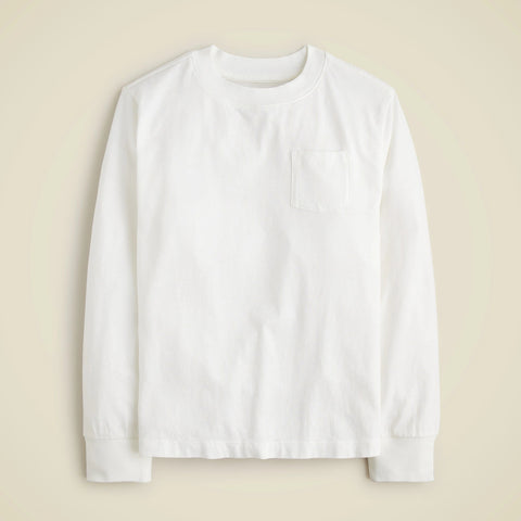 Kids' long-sleeve garment-dyed pocket T-shirt in broken-in-jersey